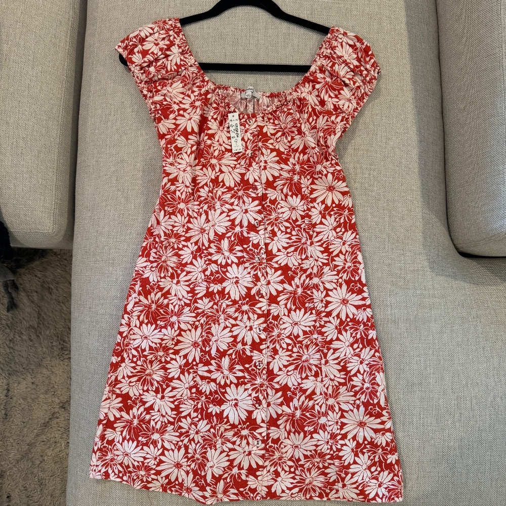 Madewell Dress, 00, Orange and White Daisy, NWT